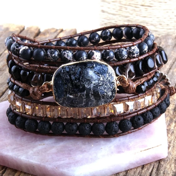 Handmade Natural Crystal Gemstone Wrap Bracelet Hippie Chic … - Picture 2 of 6